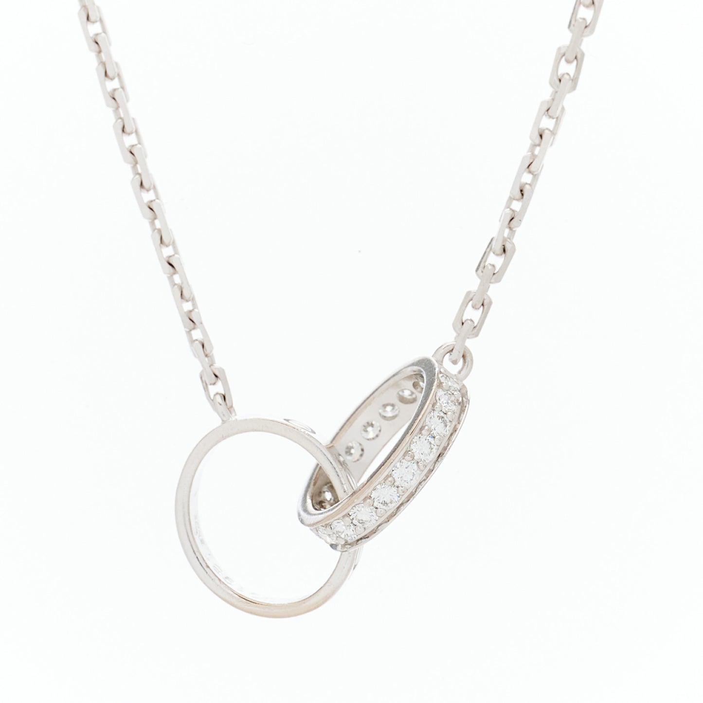 18K White Gold Diamond Interlocking LOVE Necklace
