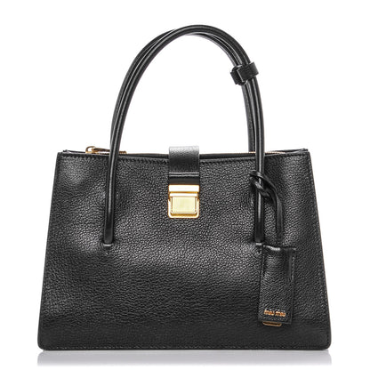 Miu Miu Goatskin Madras Tote Nero Black 1 of 7