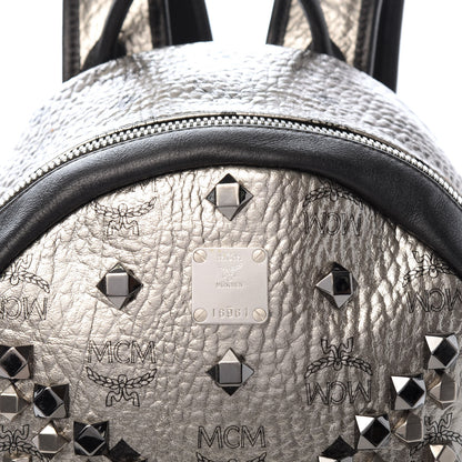 MCM Metallic Visetos Studded Small Stark M Backpack Silver 11 of 11