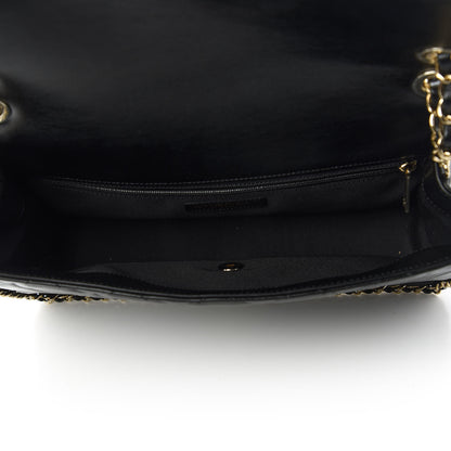 Chanel Crumpled Calfskin Quilted Large Chain All Over Flap Bag Black 5 of 10