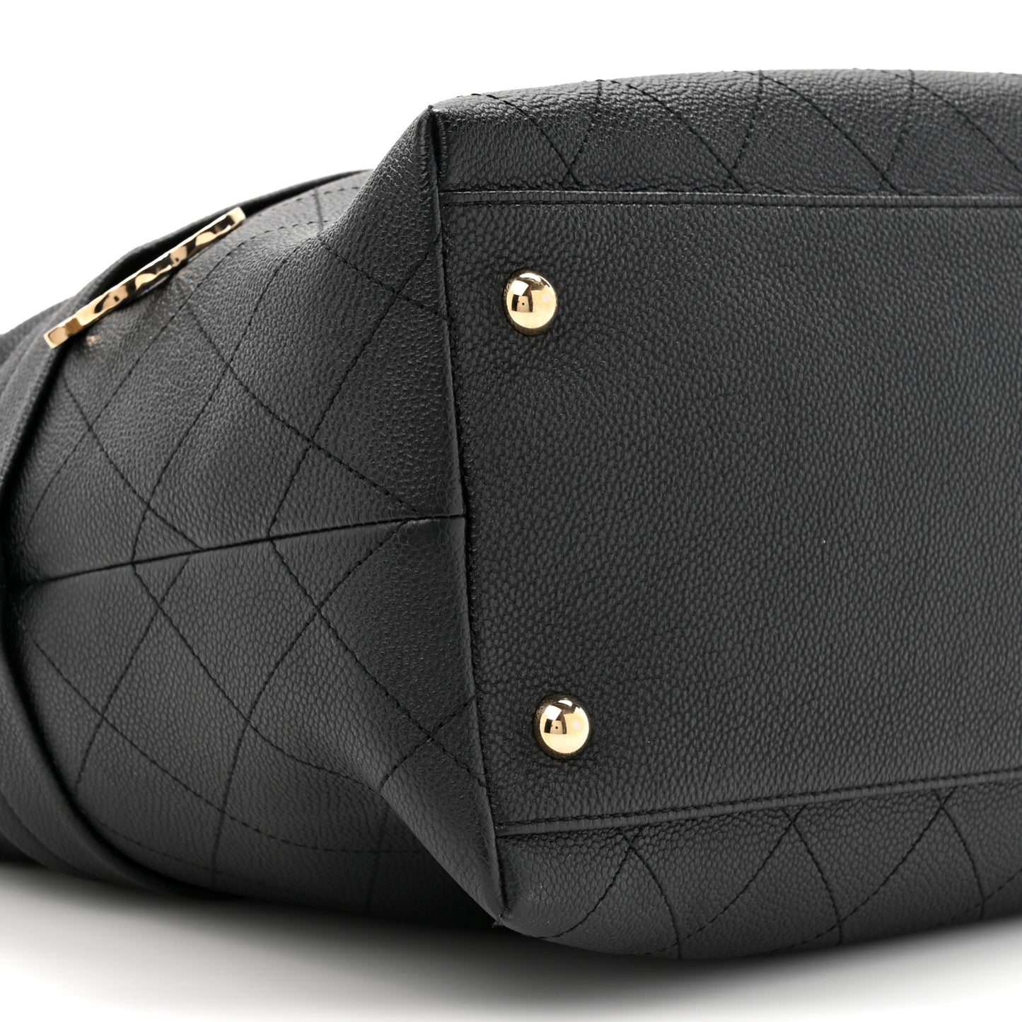 Crumpled Grained Calfskin Zip and Carry Shopping Tote Black