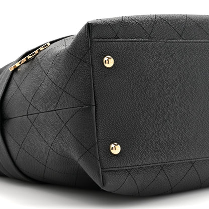 Chanel Crumpled Grained Calfskin Zip and Carry Shopping Tote Black 10 of 11