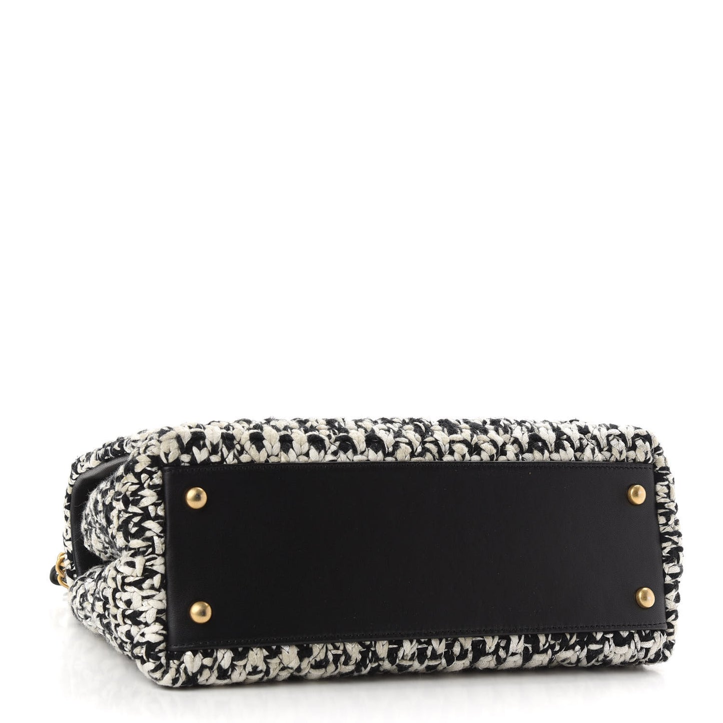 Crochet Small Coco Handle Flap Black Beige