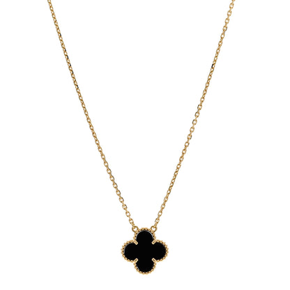Van Cleef & Arpels 18K Yellow Gold Black Onyx Vintage Alhambra Pendant Necklace 1 of 6