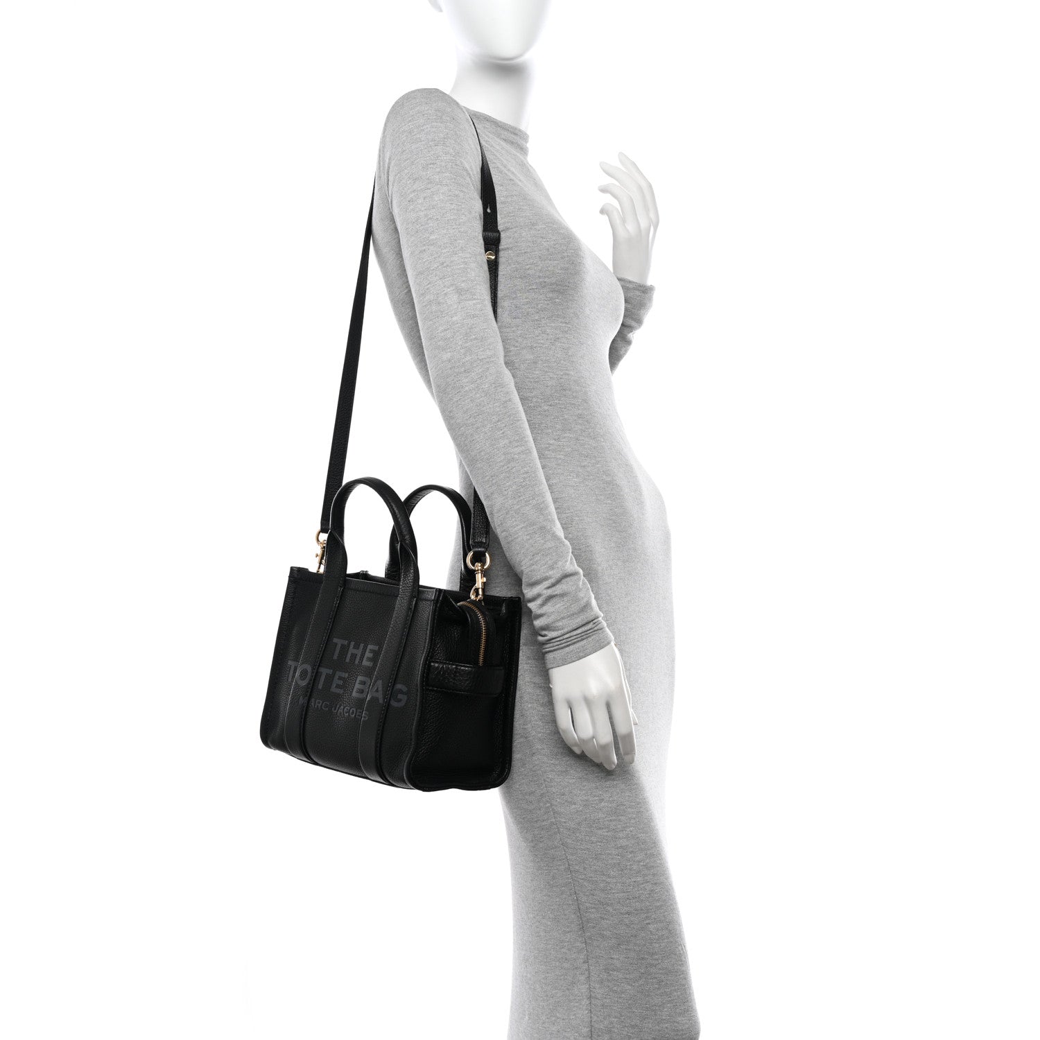Marc Jacobs Grained Calfskin Small The Tote Bag Black 2 of 14