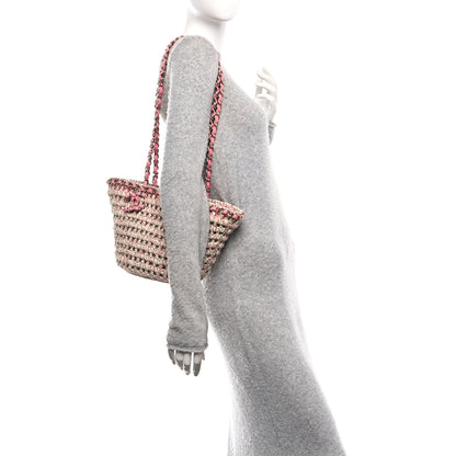 Chanel Mixed Fibers Calfskin Crochet Small Shopping Bag Beige Pink 2 of 11