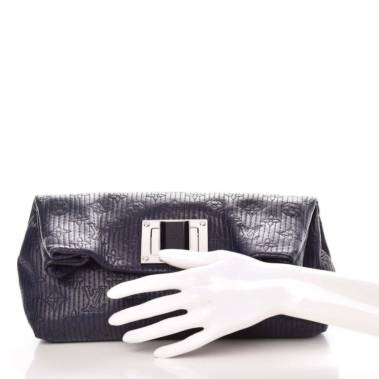 Calfskin Quilted Monogram Altair Clutch Navy