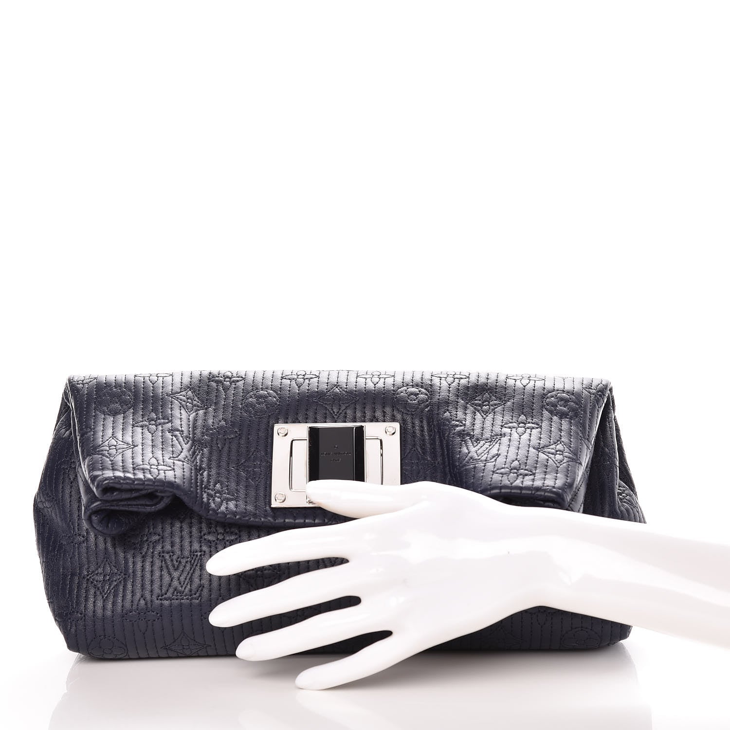 Louis Vuitton Calfskin Quilted Monogram Altair Clutch Navy 2 of 9