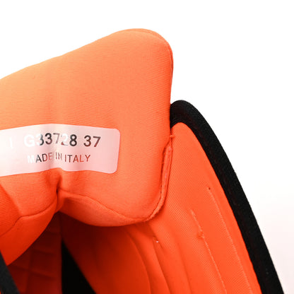 Chanel Suede Calfskin Lambskin Neoprene High Top CC Sneakers 37 White Fluo Orange 7 of 8