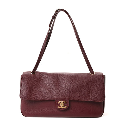 Grained Calfskin Small Souplissimo Maxi Flap Burgundy