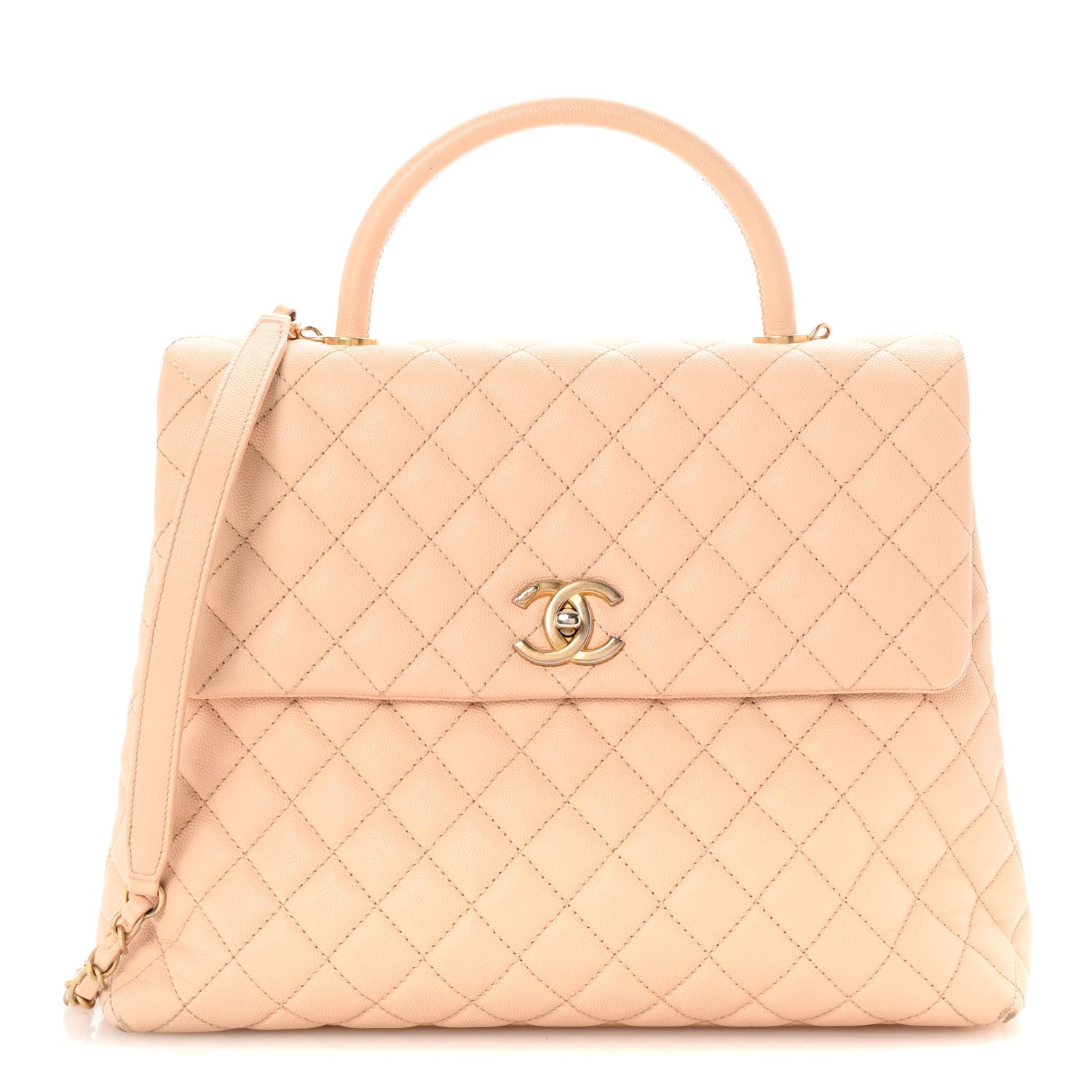 Chanel Caviar Quilted Large Coco Handle Flap Beige 1 of 10