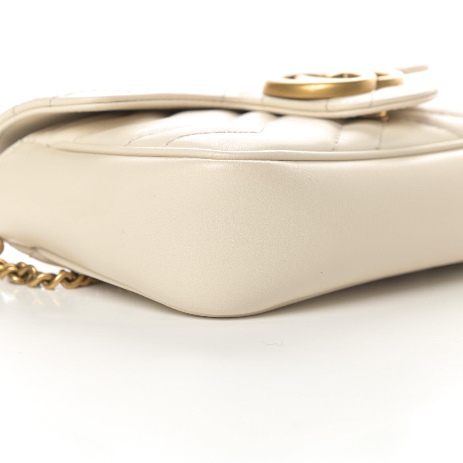 Gucci Calfskin Matelasse Super Mini GG Marmont Shoulder Bag White 9 of 11