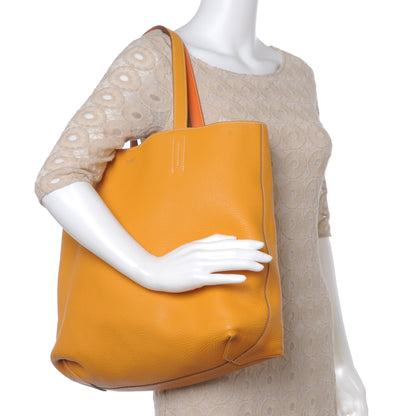 Hermes Taurillon Clemence Double Sens Reversible Tote Moutarde and Orange 2 of 7