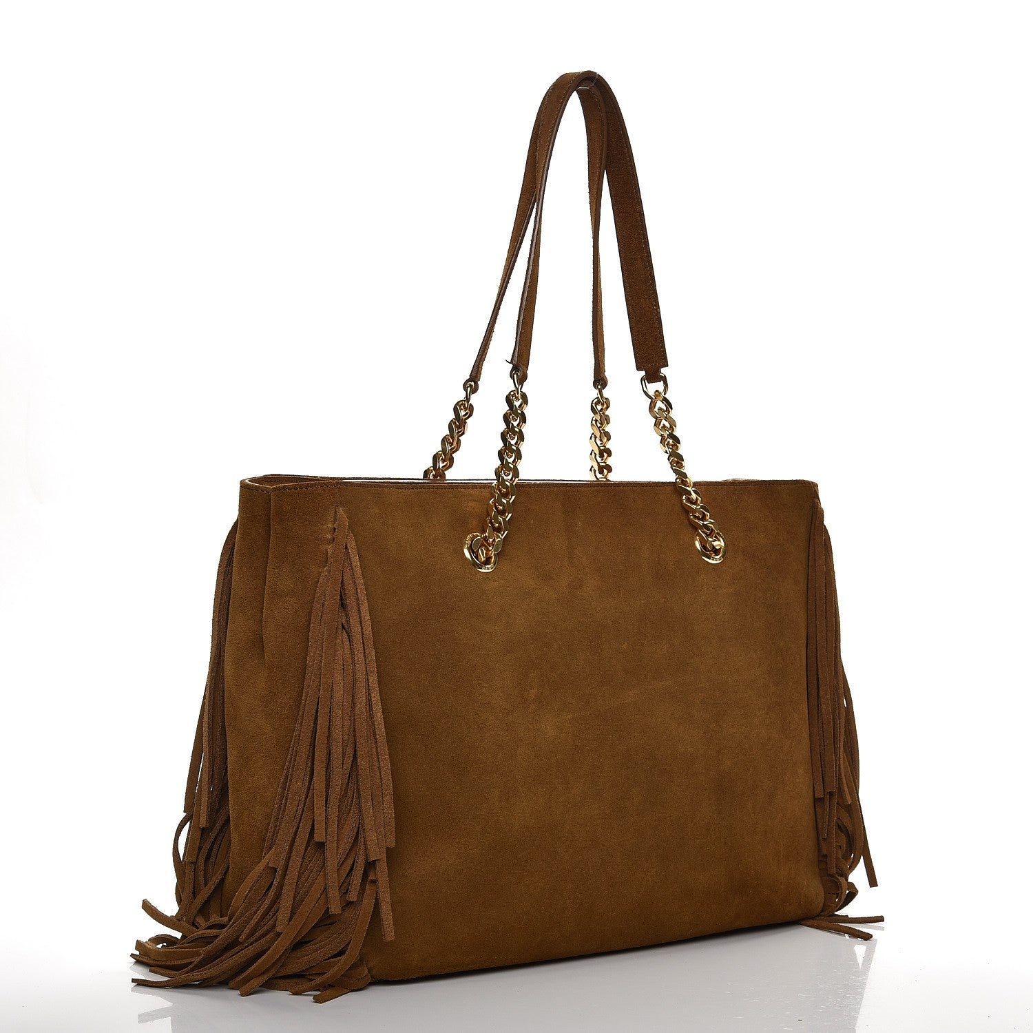 Saint Laurent Suede Fringe Monogram Shopping Tote Light Ochre 3 of 8