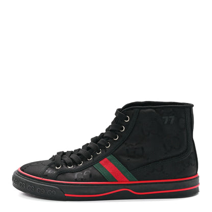 Gucci Econyl Nylon Web Monogram Mens Off The Grid 1977 Tennis High Top Sneakers 8 Black 1 of 7