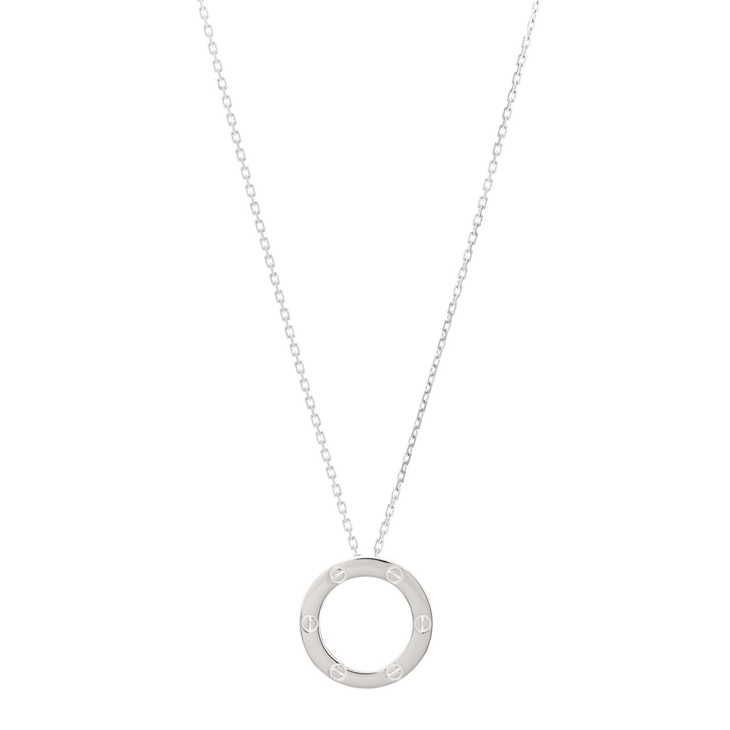 18K White Gold LOVE Pendant Necklace