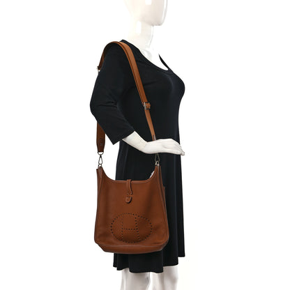 Hermes Taurillon Clemence Evelyne III PM Gold 2 of 9