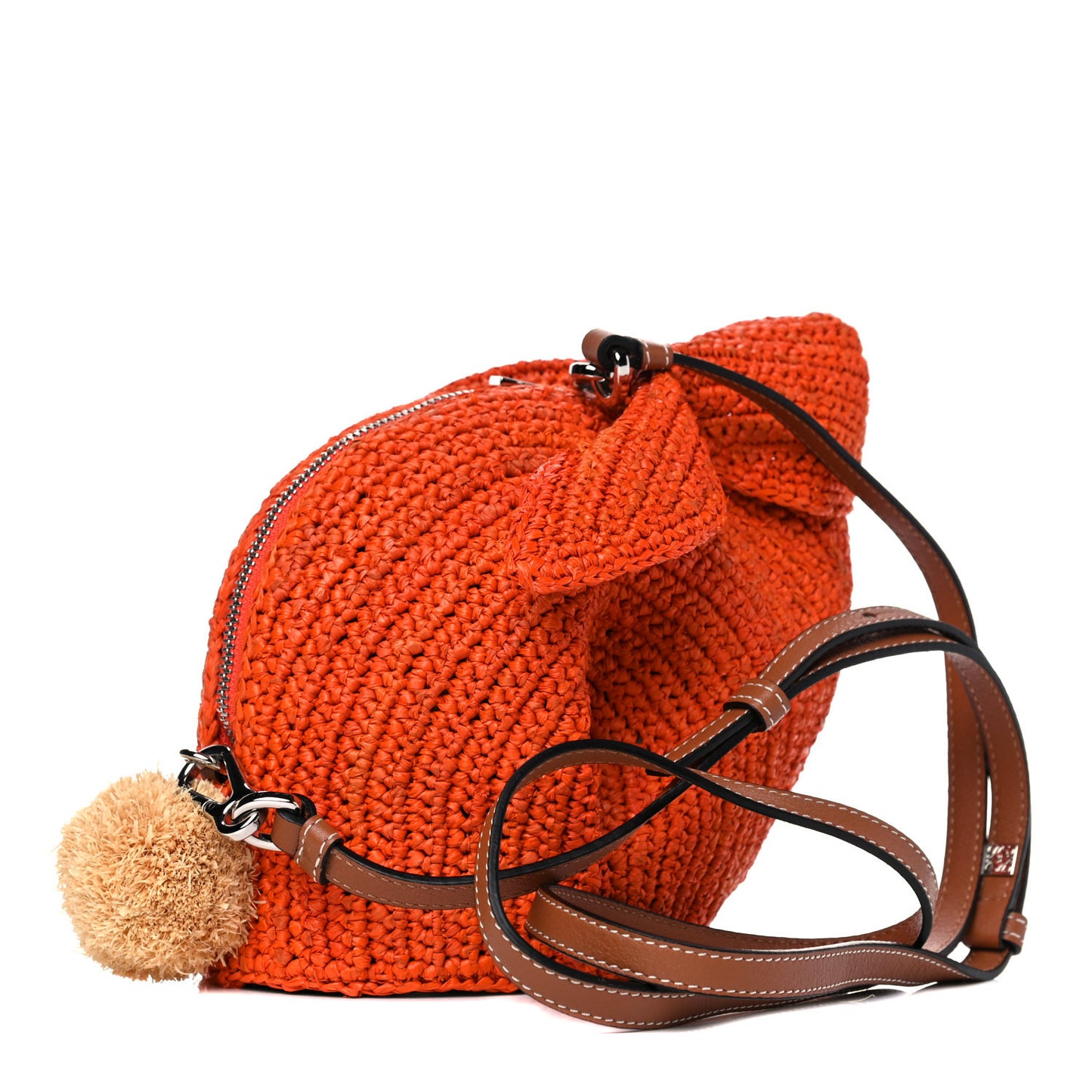 Raffia Mini Bunny Crossbody Bag Orange