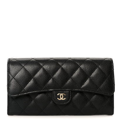 Chanel Caviar Quilted Large Gusset Flap Wallet Black 1 of 10