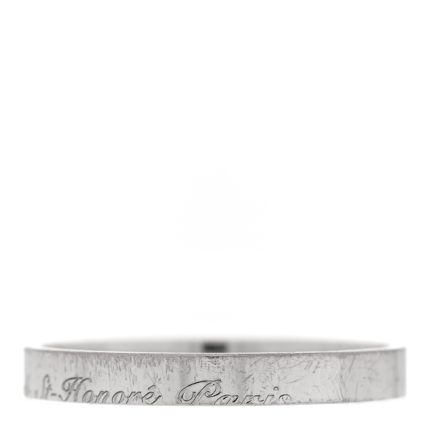 Hermes 18K White Gold Cartouche Mini Band Ring 63 10.25 3 of 5