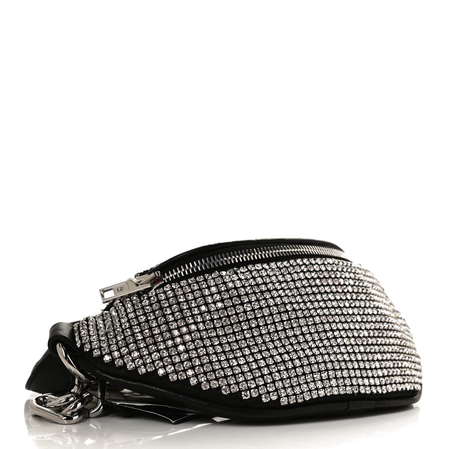 Rhinestone Mesh Mini Attica Belt Bag Black
