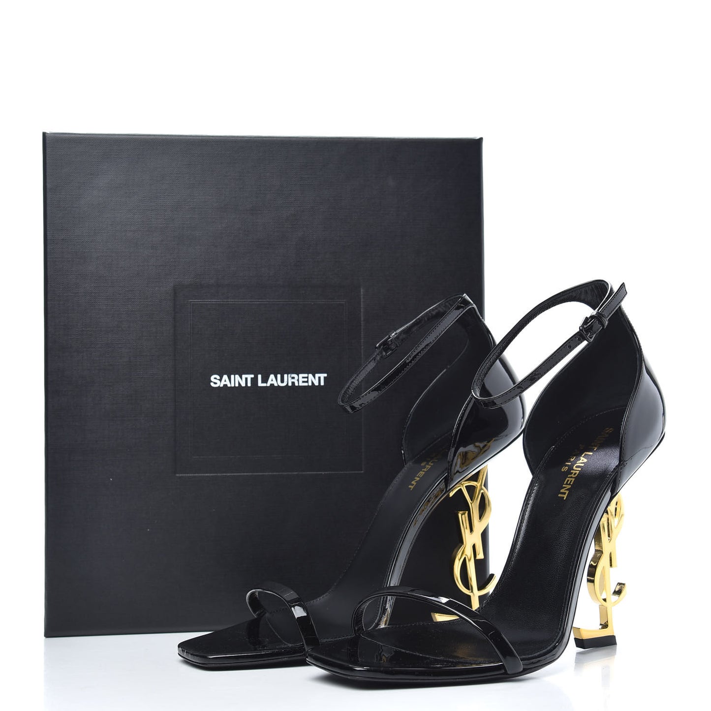 Patent Calfskin Opyum 110 Sandals 40 Black Gold