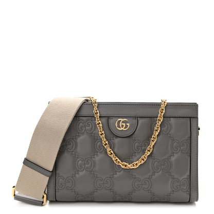 Gucci Calfskin GG Matelasse Small Slim Chain Shoulder Bag Dusty Grey Natural 1 of 11