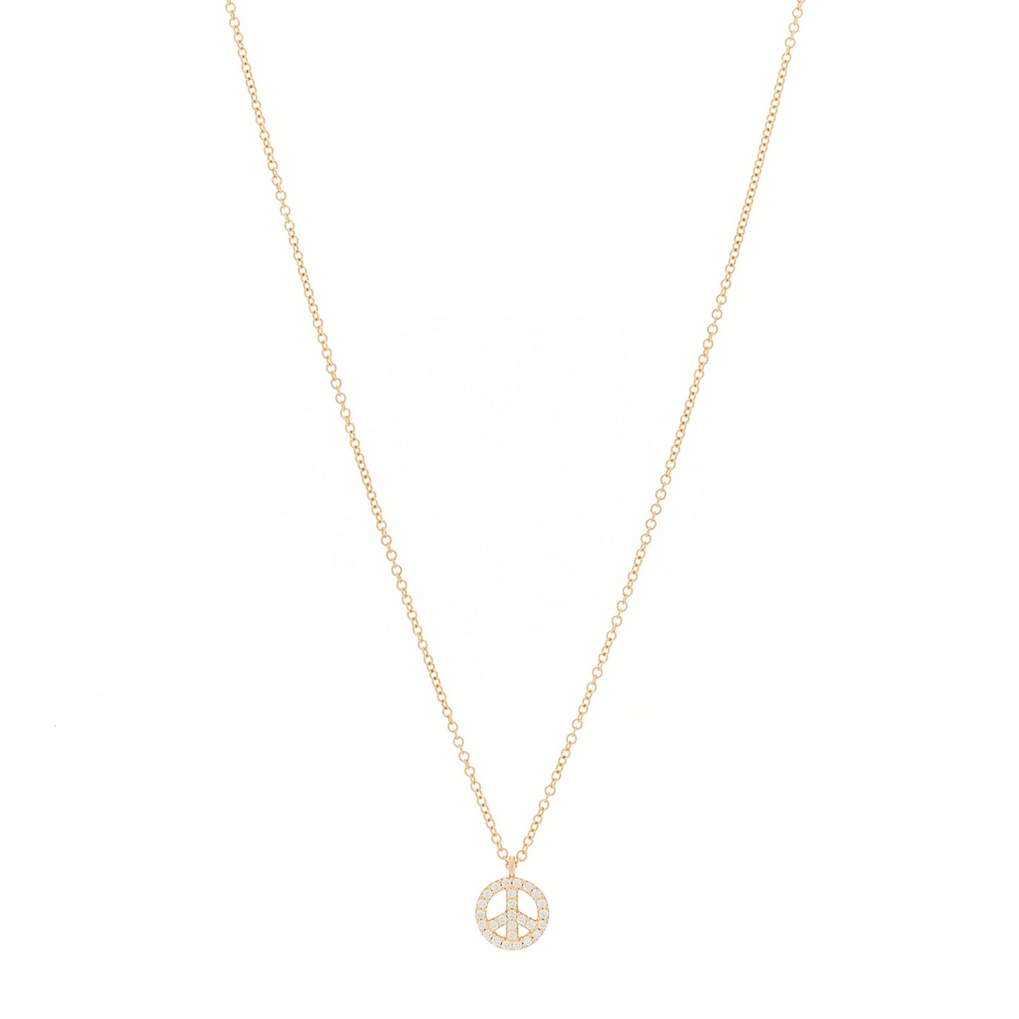18K Rose Gold Diamond Mini Metro Peace Pendant Necklace