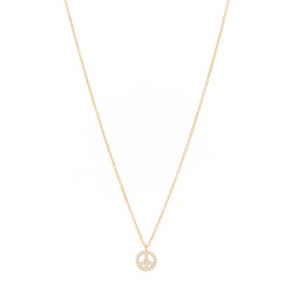 Tiffany 18K Rose Gold Diamond Mini Metro Peace Pendant Necklace 1 of 5
