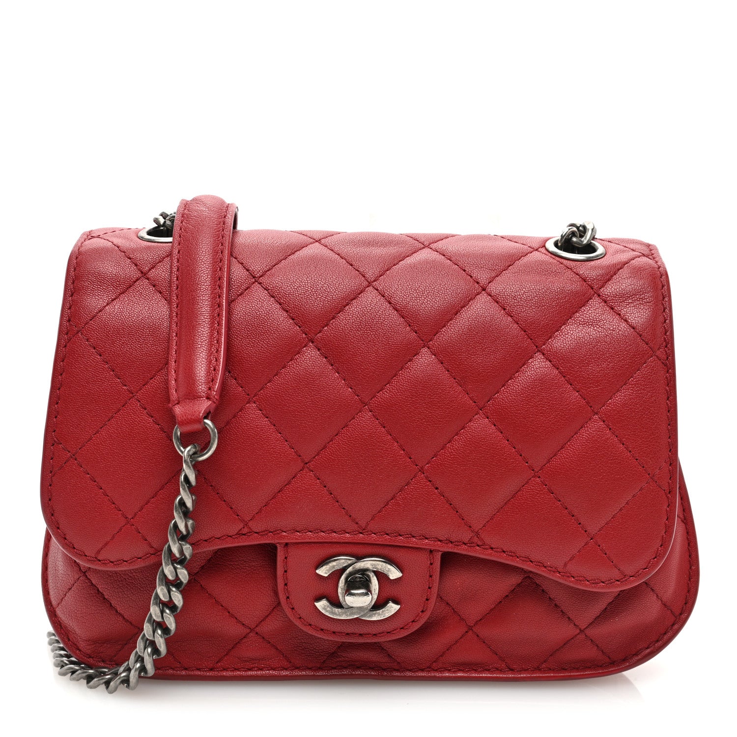 Chanel Goatskin Quilted Small Natural CC Flap Red 1 of 11