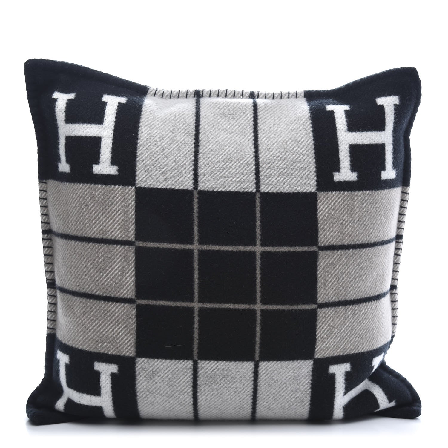 Hermes Wool Cashmere Avalon III Pillow PM Ecru Black 2 of 3