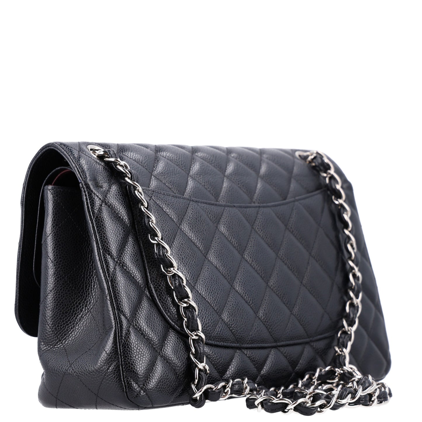 Caviar Quilted Jumbo Double Flap Black