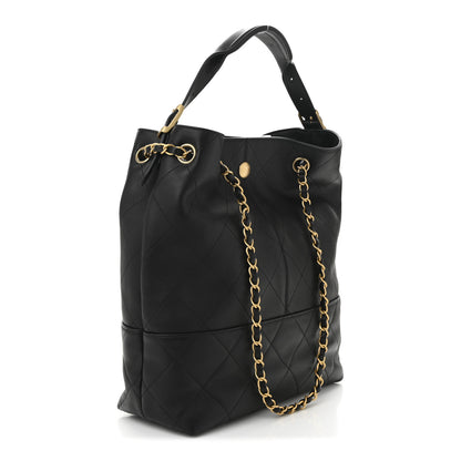 Chanel Calfskin Stitched Hobo Black 3 of 10