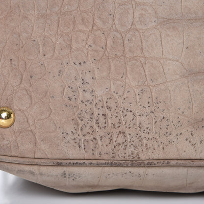 Saint Laurent Nubuck Croc Embossed Oversized Muse Beige 9 of 12