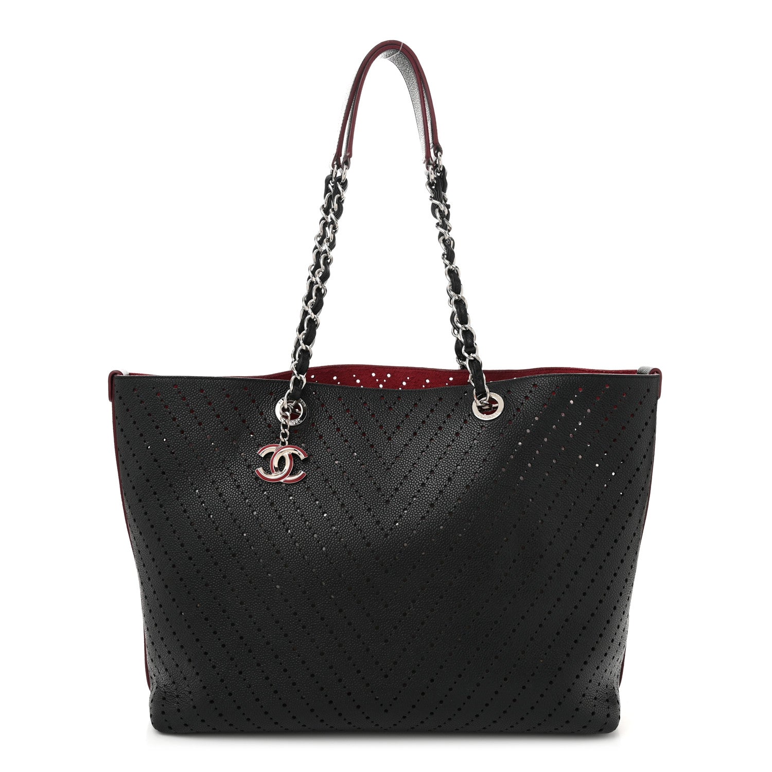 Chanel Perforated Grained Calfskin Large Shopping Tote Black 1 of 12