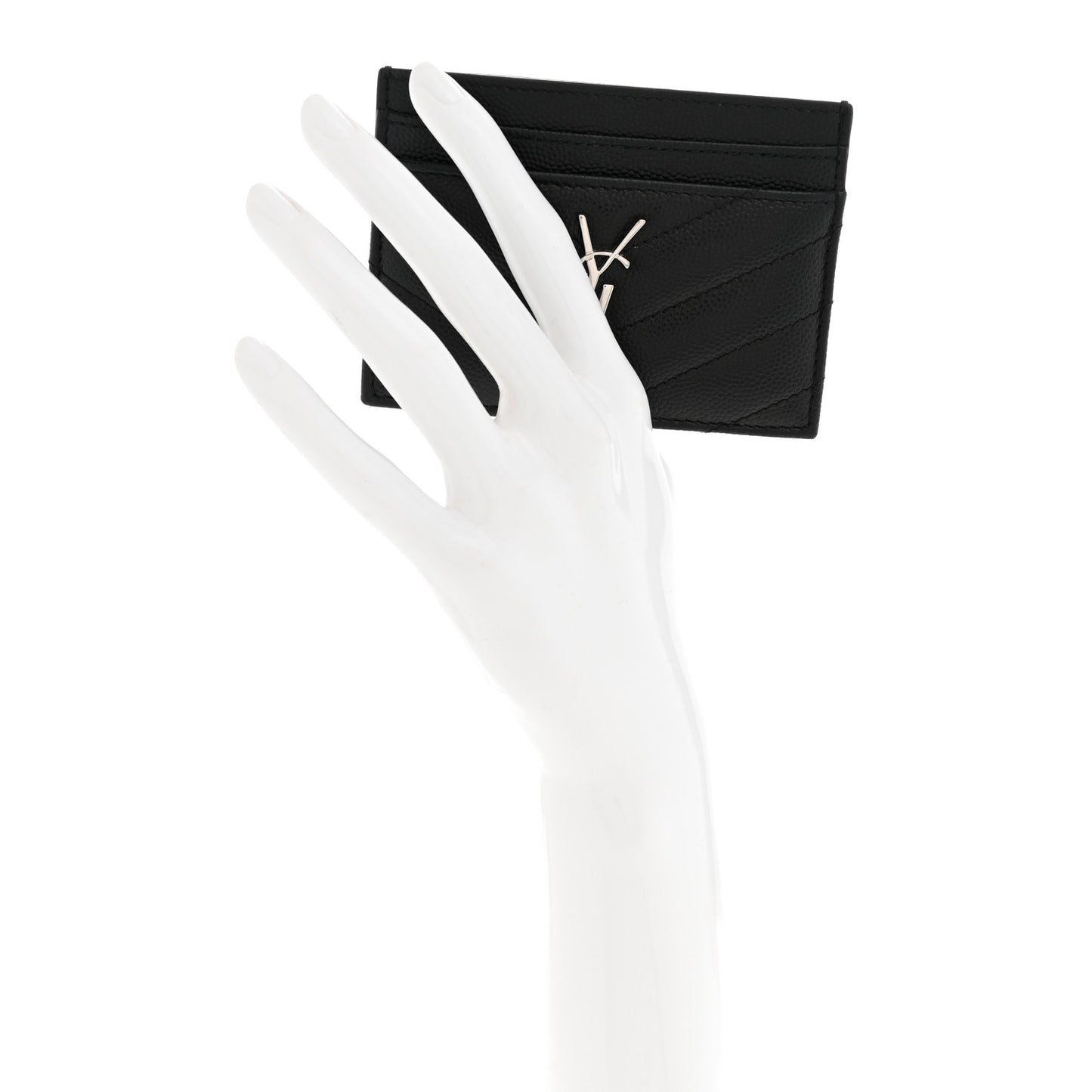 Grain De Poudre Matelasse Chevron Monogram Credit Card Case Black