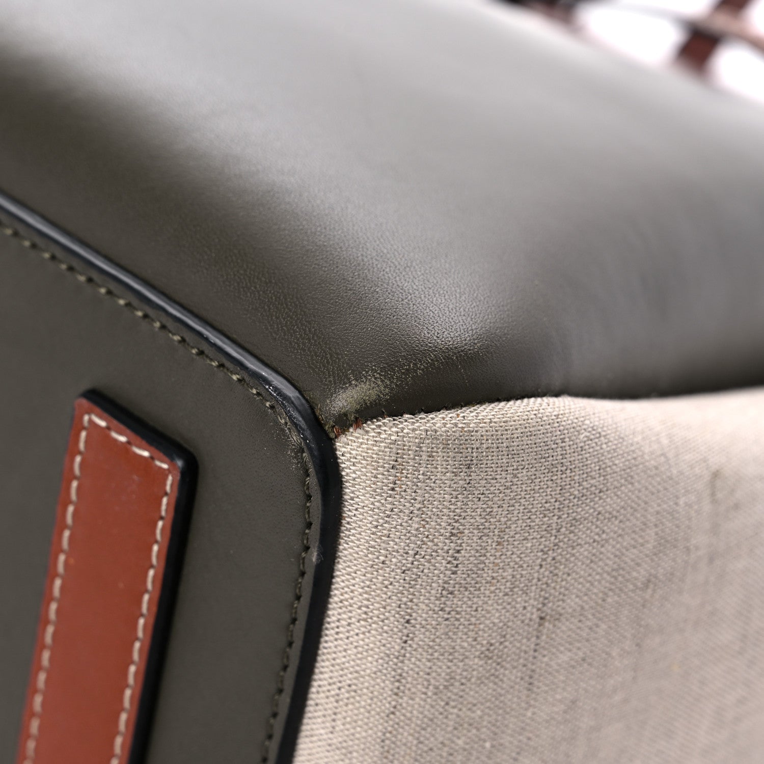 Loewe Calfskin Linen Lazo Tote Khaki Green 7 of 20