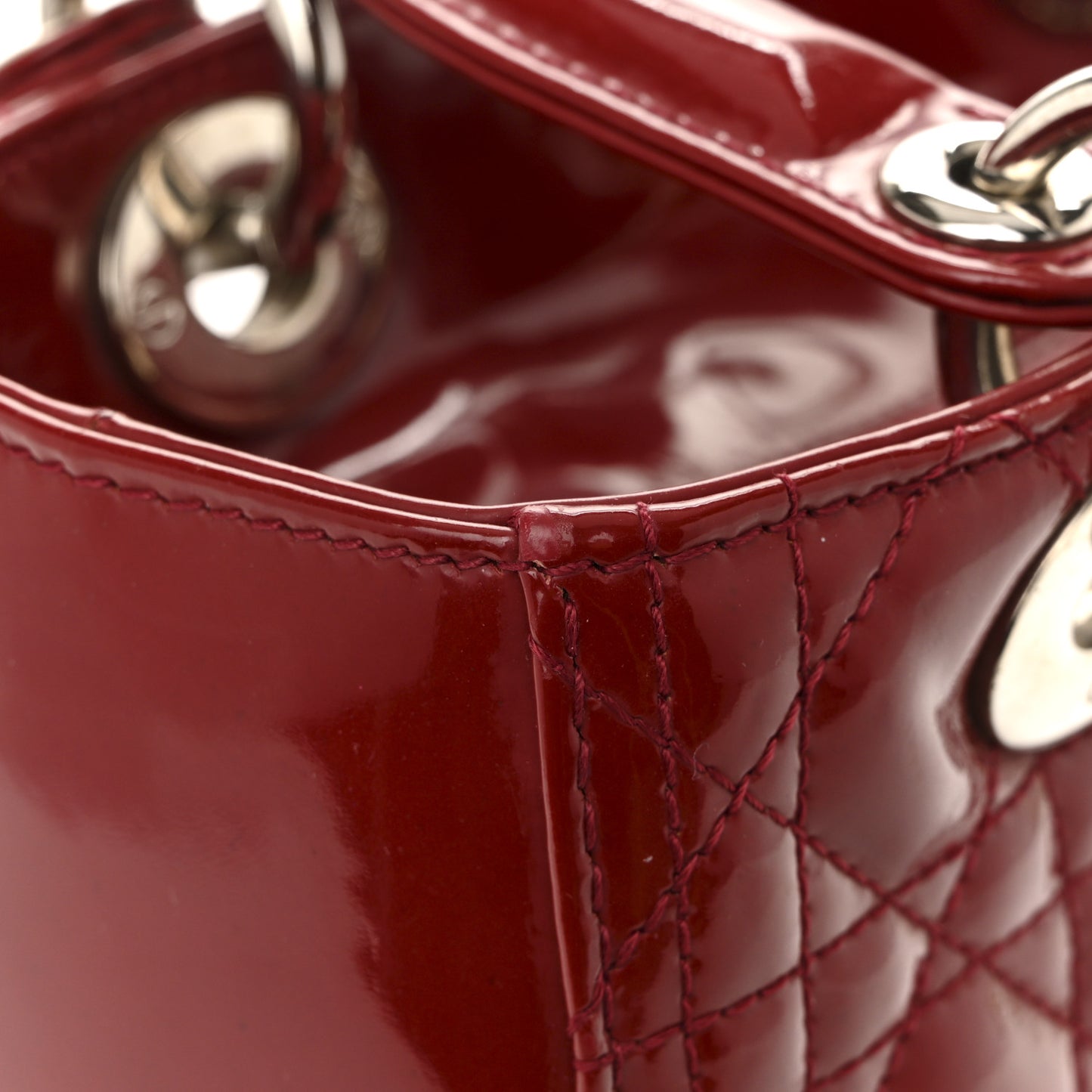 Patent Cannage Medium Lady Dior Red