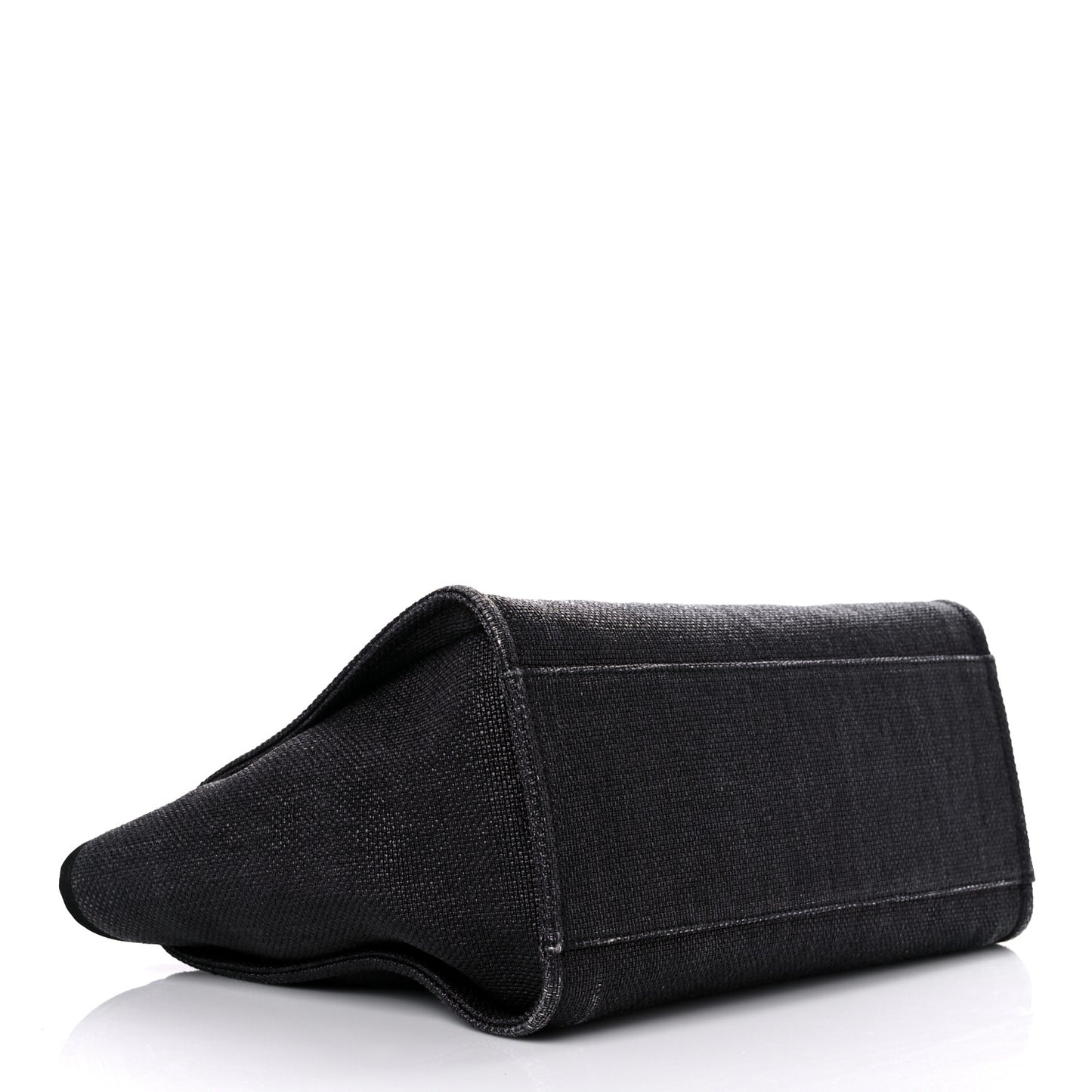 Woven Straw Raffia Large Deauville Tote Black