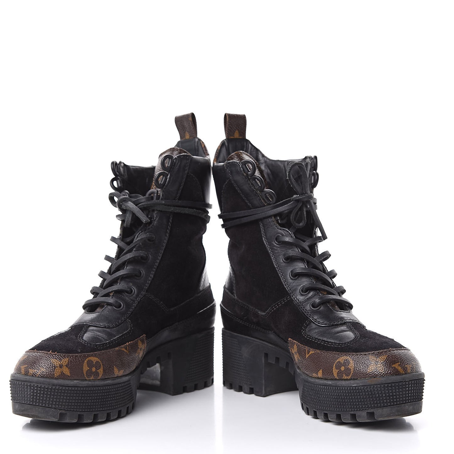 Suede Calfskin Monogram Checkpoint Platform Desert Boots 37 Black