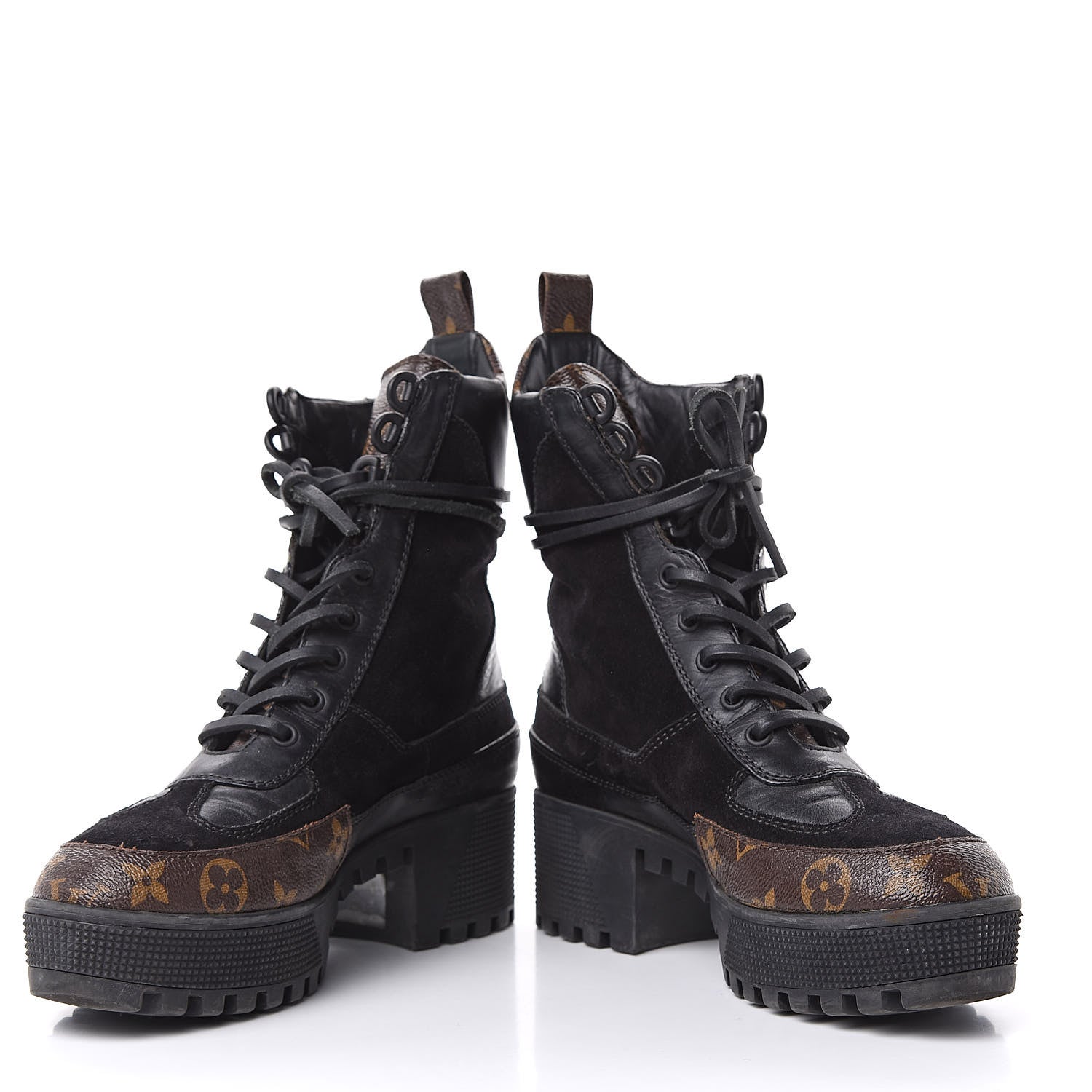 Louis Vuitton Suede Calfskin Monogram Checkpoint Platform Desert Boots 37 Black 4 of 14
