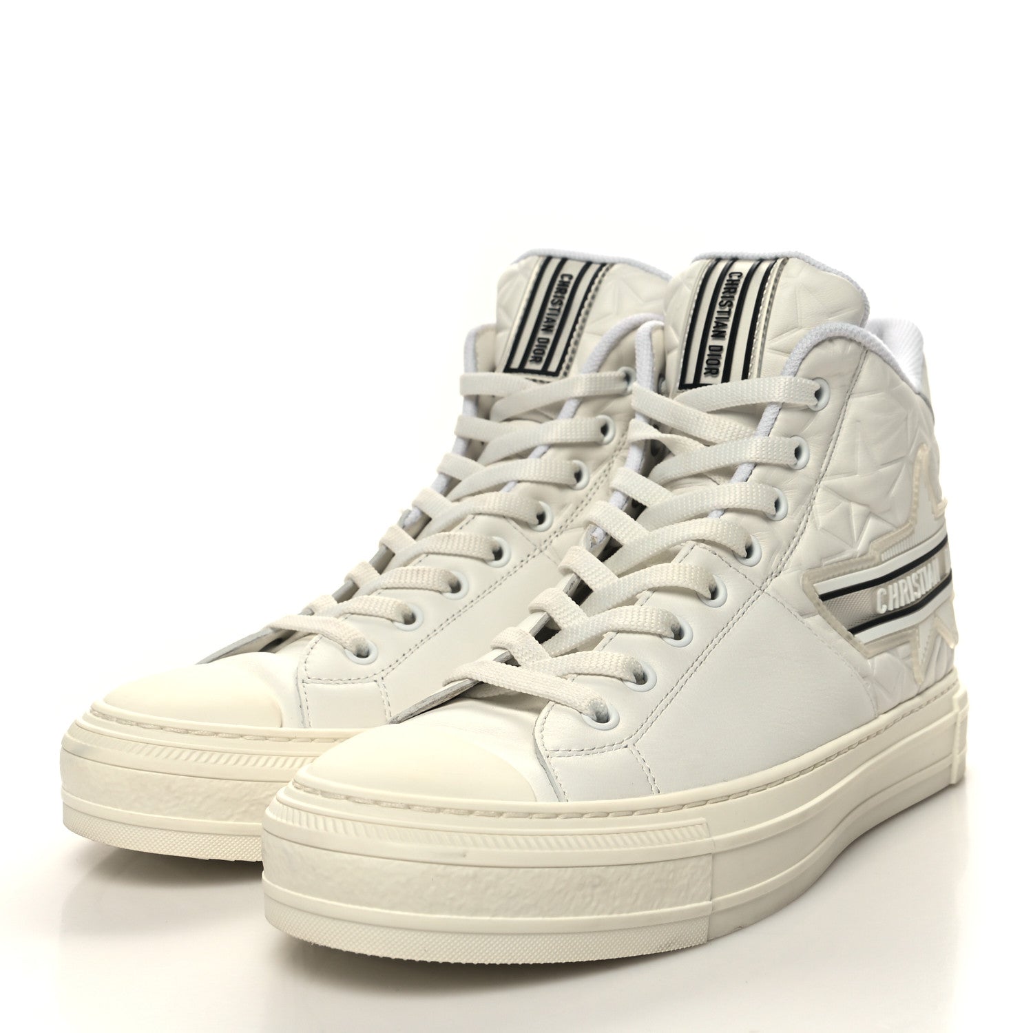 Christian Dior Calfskin Walk'N'Dior Star High Top Sneakers 39 White 3 of 8