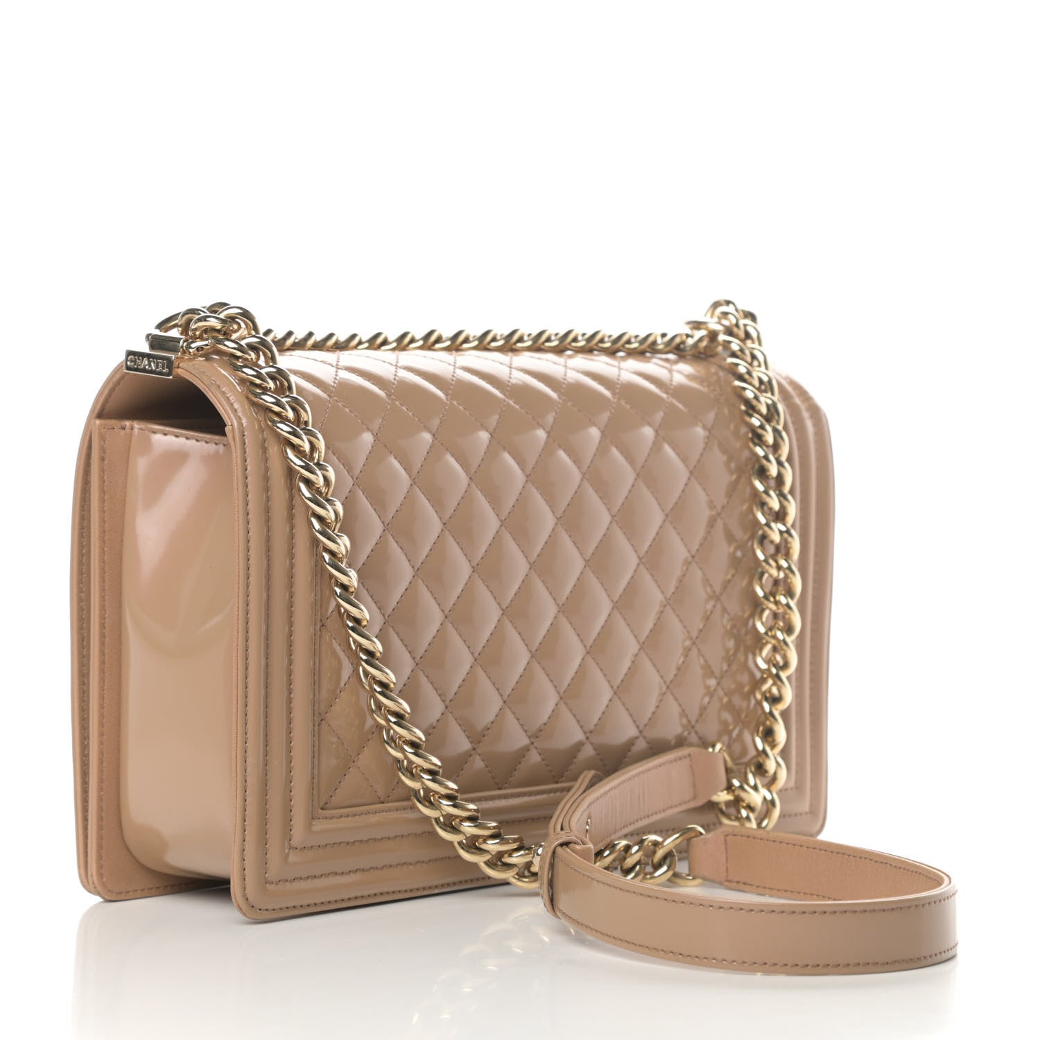 Chanel Patent Calfskin Quilted New Medium Boy Flap Beige 3 of 14