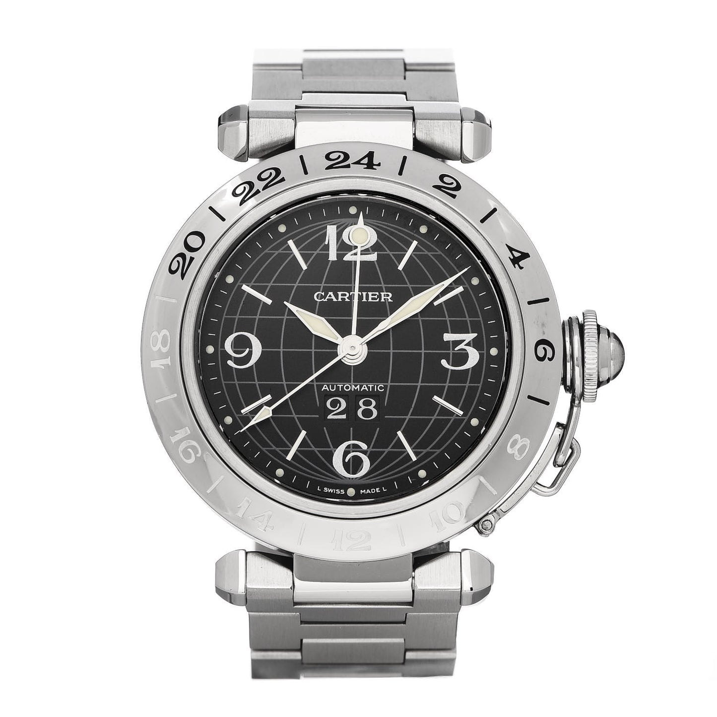 Stainless Steel 35mm Pasha C Big Date Automatic Watch Black
