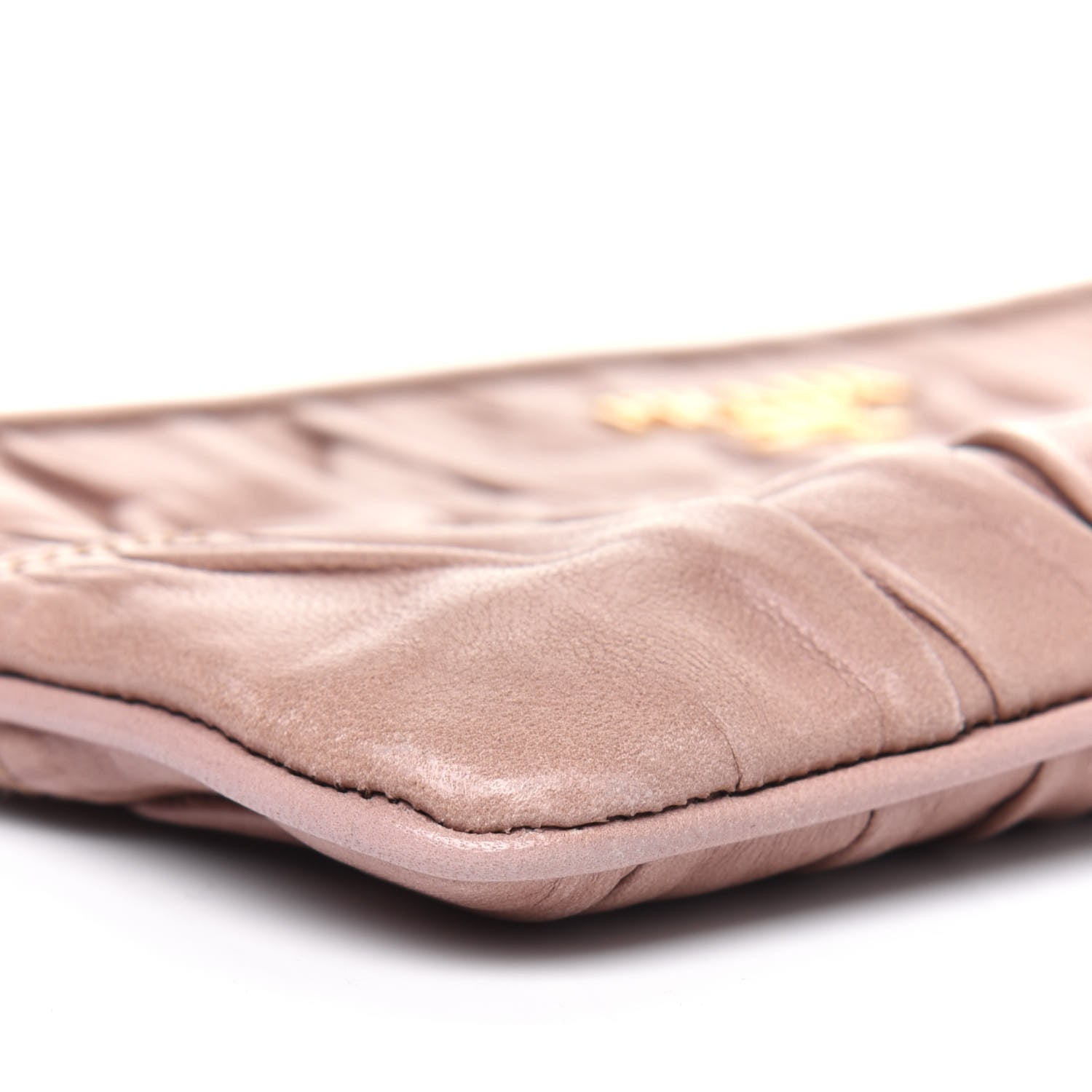 Prada Nappa Gaufre Ruched Pouch Cammeo 8 of 12