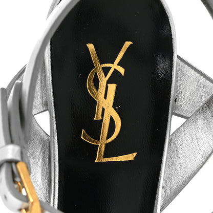 Saint Laurent Metallic Nappa Tribute 75 Platform Sandals 37 Silver 8 of 8