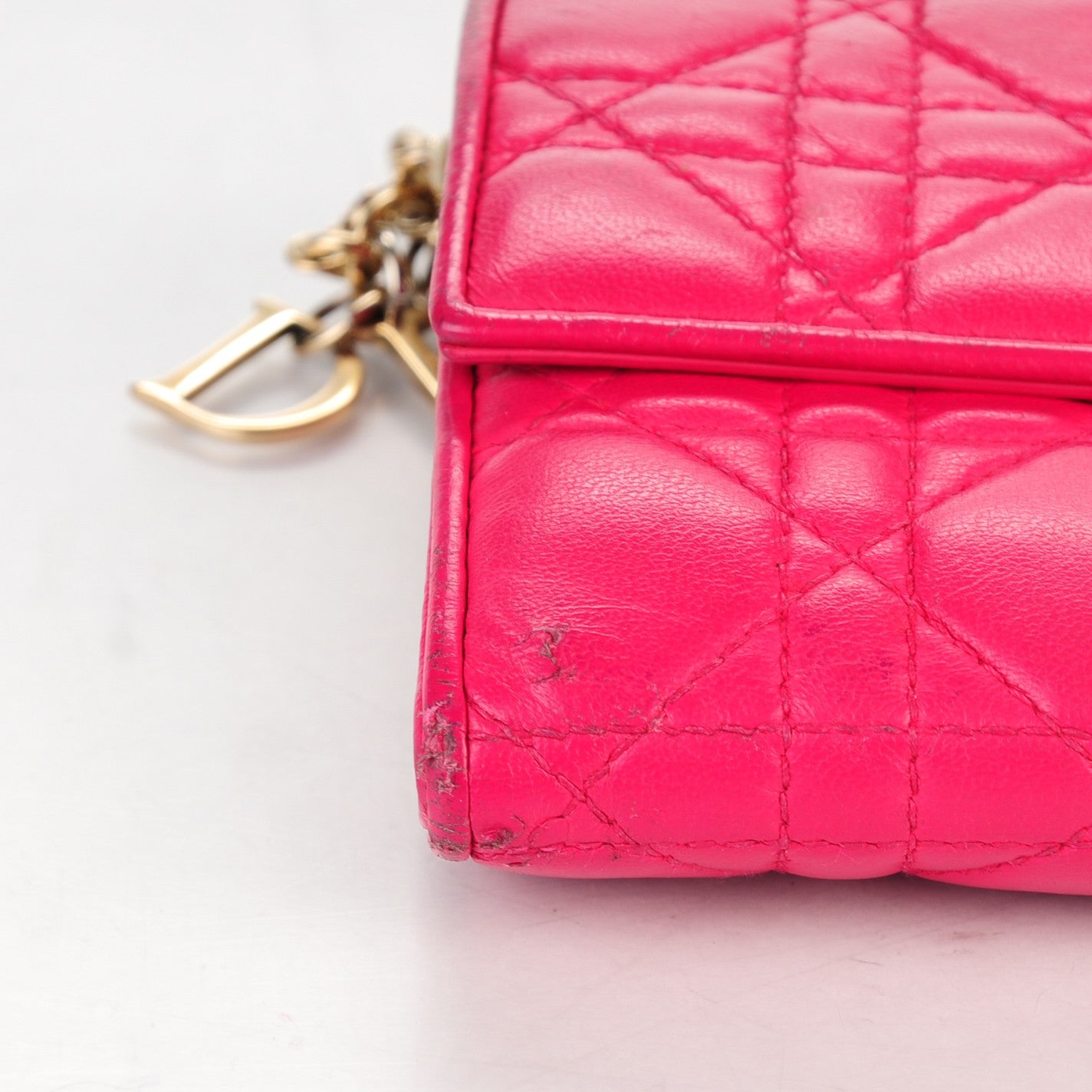 Lambskin Cannage Rendez-vous Chain Wallet Pink