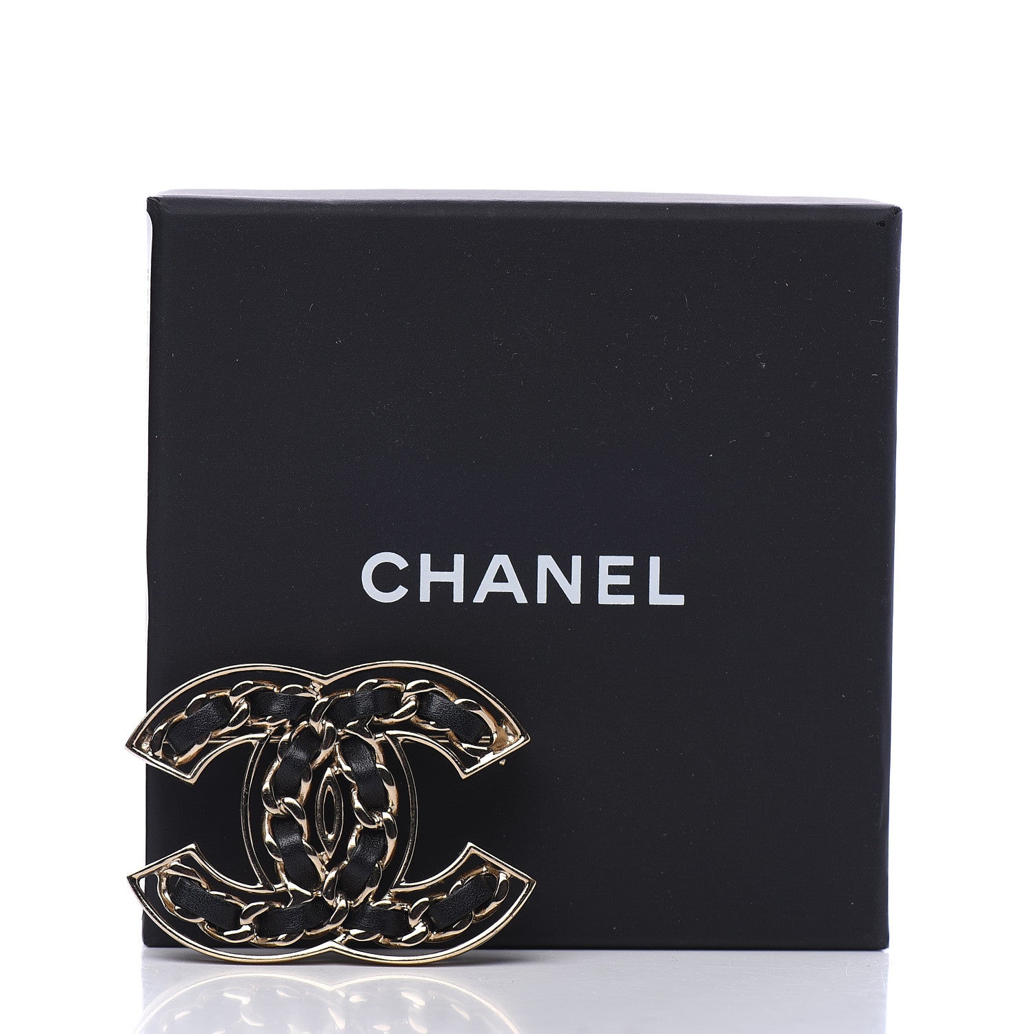 Chanel Lambskin Chain CC Brooch Black Gold 4 of 4