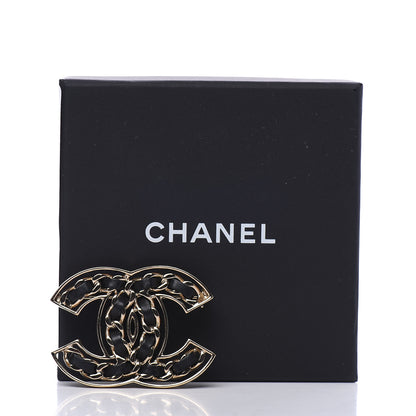 Chanel Lambskin Chain CC Brooch Black Gold 4 of 4