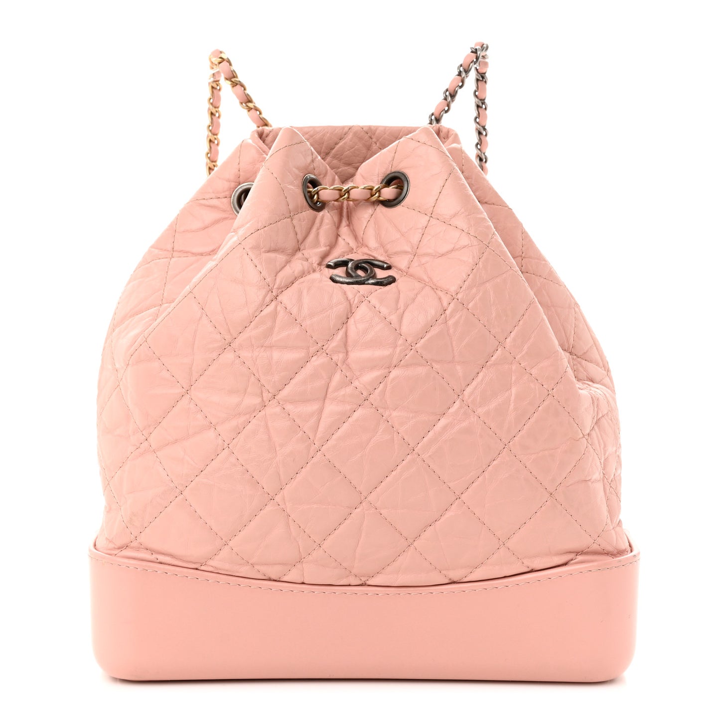 Aged Calfskin Quilted Gabrielle Backpack Light Pink
